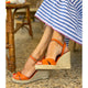 Espadrilles compensées cuir orange MADRID