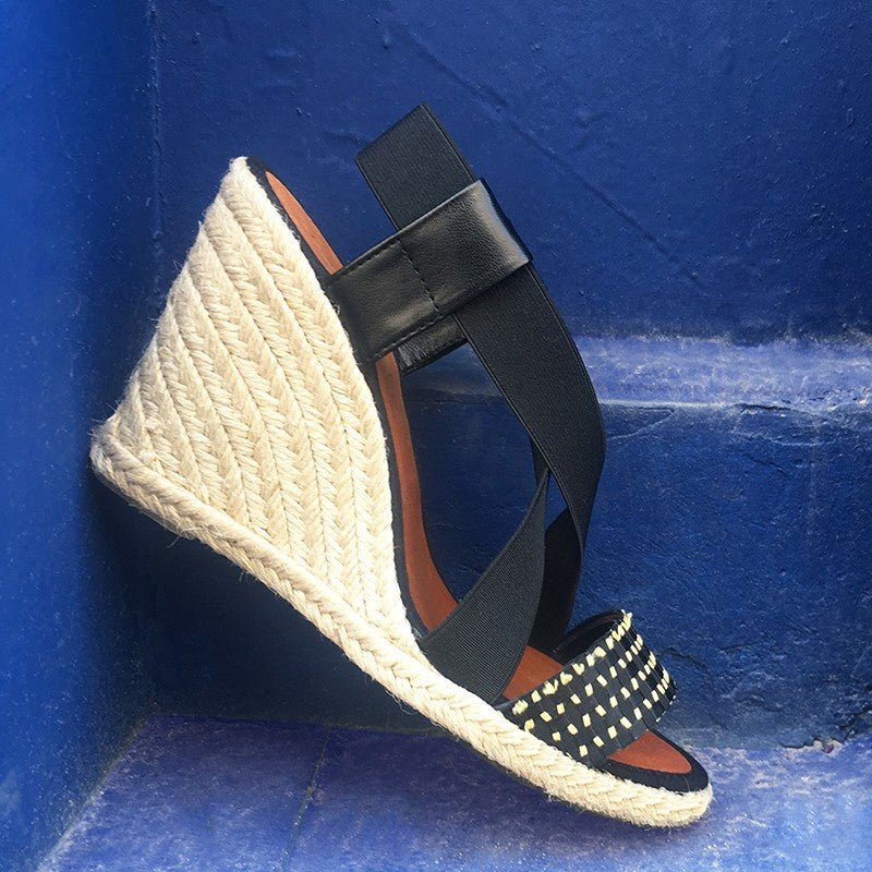 Espadrilles compensées noires nature morte