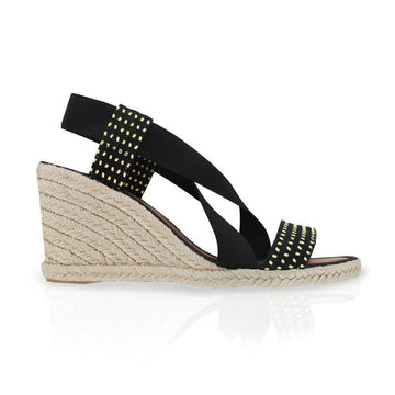 Espadrille compensée noir beige