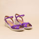 Espadrilles petit talon cuir violet BURGOS