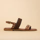 Sandale plate cuir chocolat et clous PATMOS