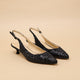 Slingback kitten heel paillettes noir ALICE