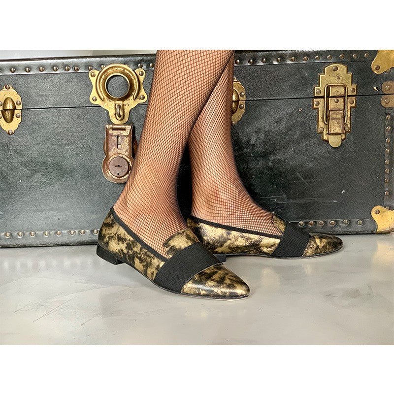 slipper femme cuir or