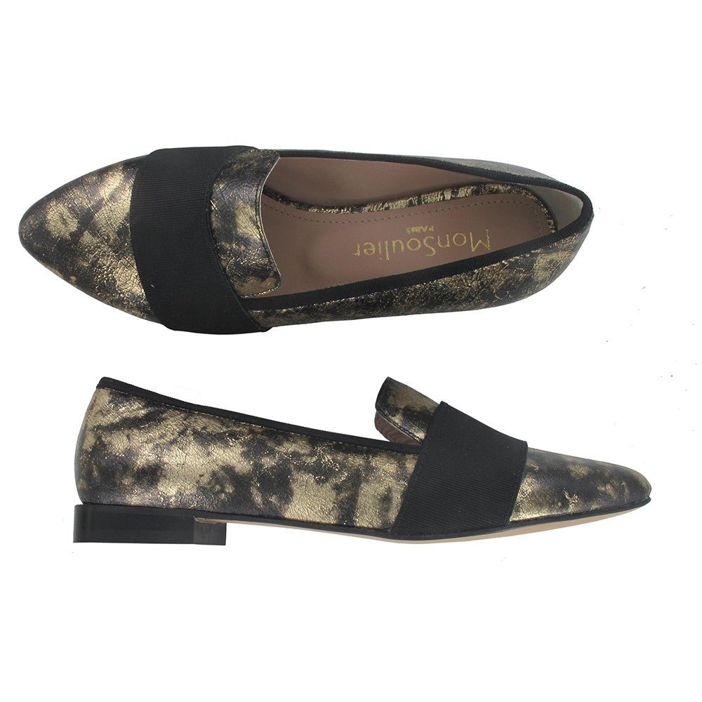 slipper femme cuir doré