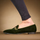 Slippers velours vert foret LOUISA
