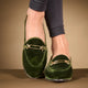 Slippers velours vert foret LOUISA